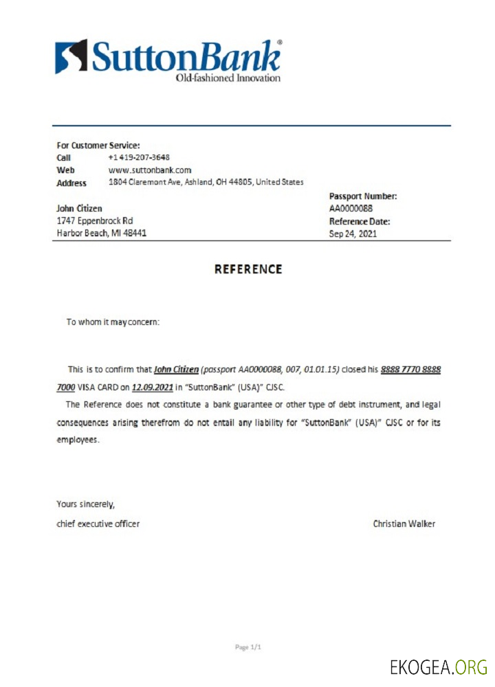 Référence USA , Sutton , closure